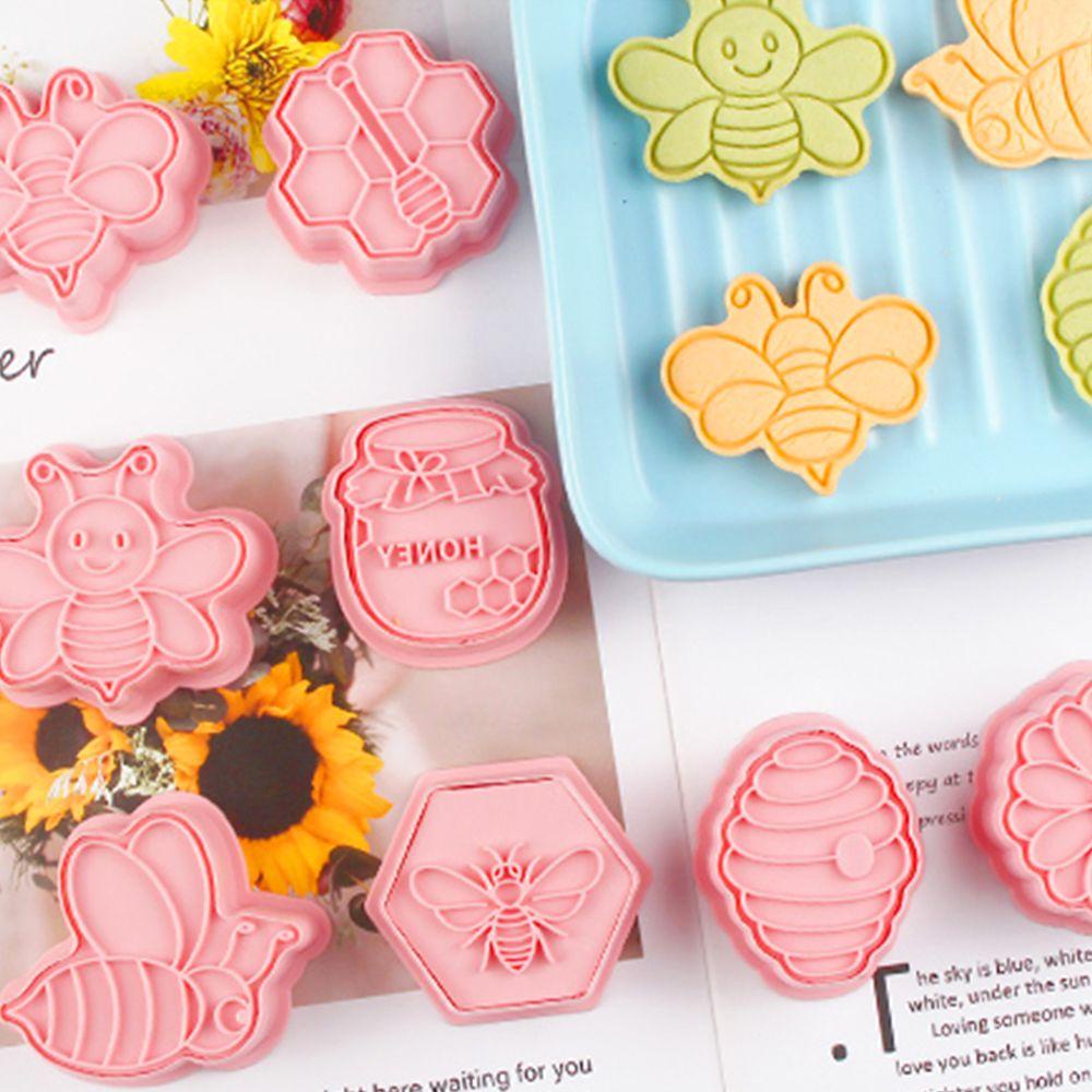 Set 8 Khuôn Nhấn Làm Bánh Quy Hình Mật Ong 3D Trang Trí Nhà Cửa