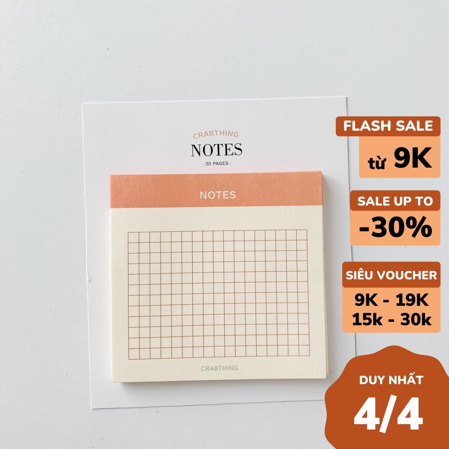 Giấy note ghi chú kẻ ô vuông - Crabit Grid Notepad - 30 tờ
