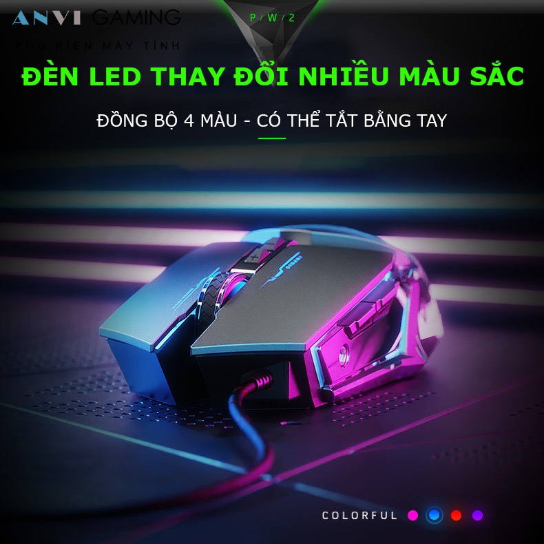 Chuột Máy Tính Có Dây USB Inphic PW2 - Chính Hãng Với Đèn Nền RGB Tiện Dụng, 4800 DPI cho game thủ chuyên nghiệp