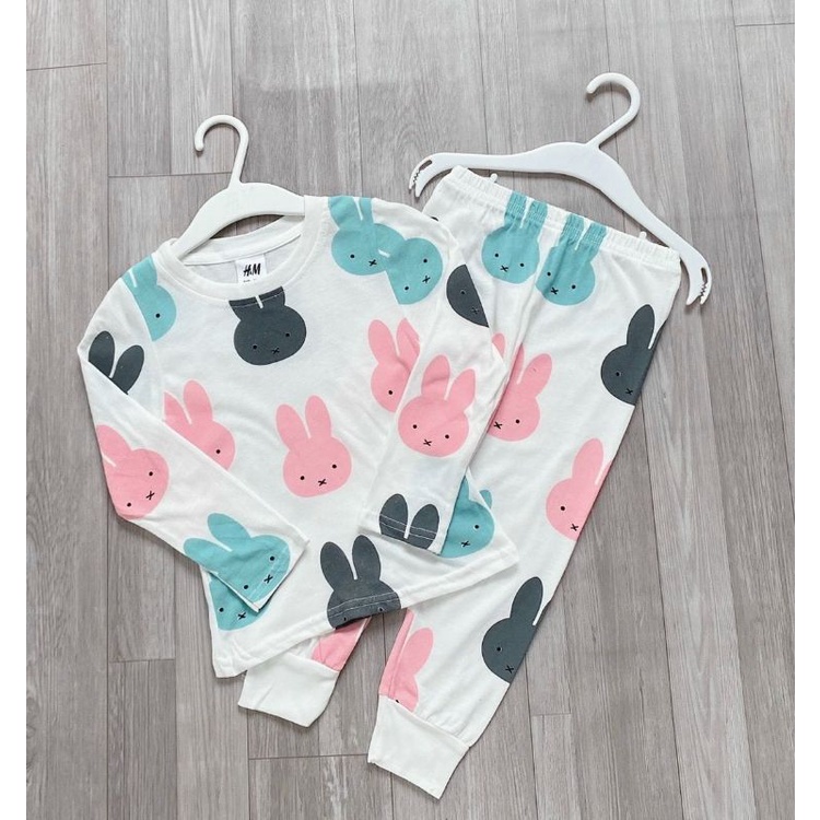 combo 2 bộ thỏ hồng và thỏ trắng chất cotton mùa thu đông cho bé gái