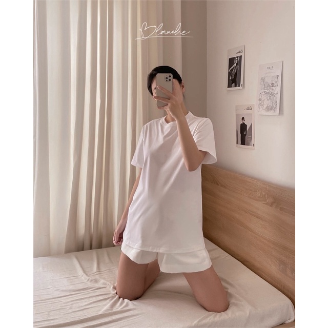 Áo thun trắng BLANCHE SHIRT cotton 4 chiều thêu logo blanche, áo phông nữ trắng