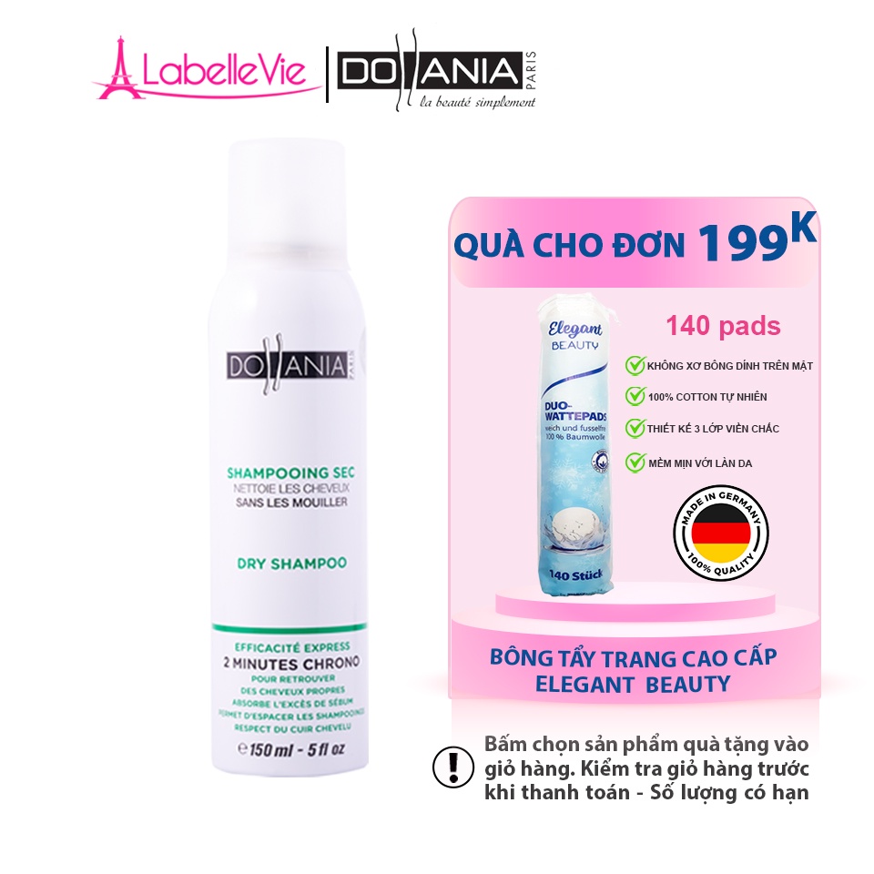 Dầu gội khô cao cấp Dollania Shampooing Sec Dry Shampoo dành cho tóc dầu, cho mái tóc bồng bềnh 150ml