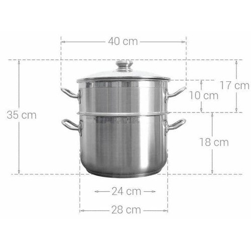 Bộ Nồi Hấp INOX HT COOK 2 Tầng Vung Kính Dày Đep Tiện Lợi - Nồi Hấp Đa Năng - Nồi Hấp 2 Tầng