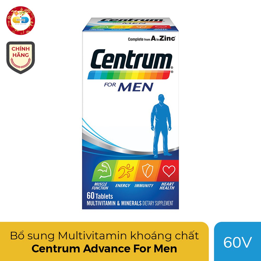 [Date: 2021] Centrum For Men bổ sung Multivitamin và khoáng chất dành cho nam giới, Chai 60 viên