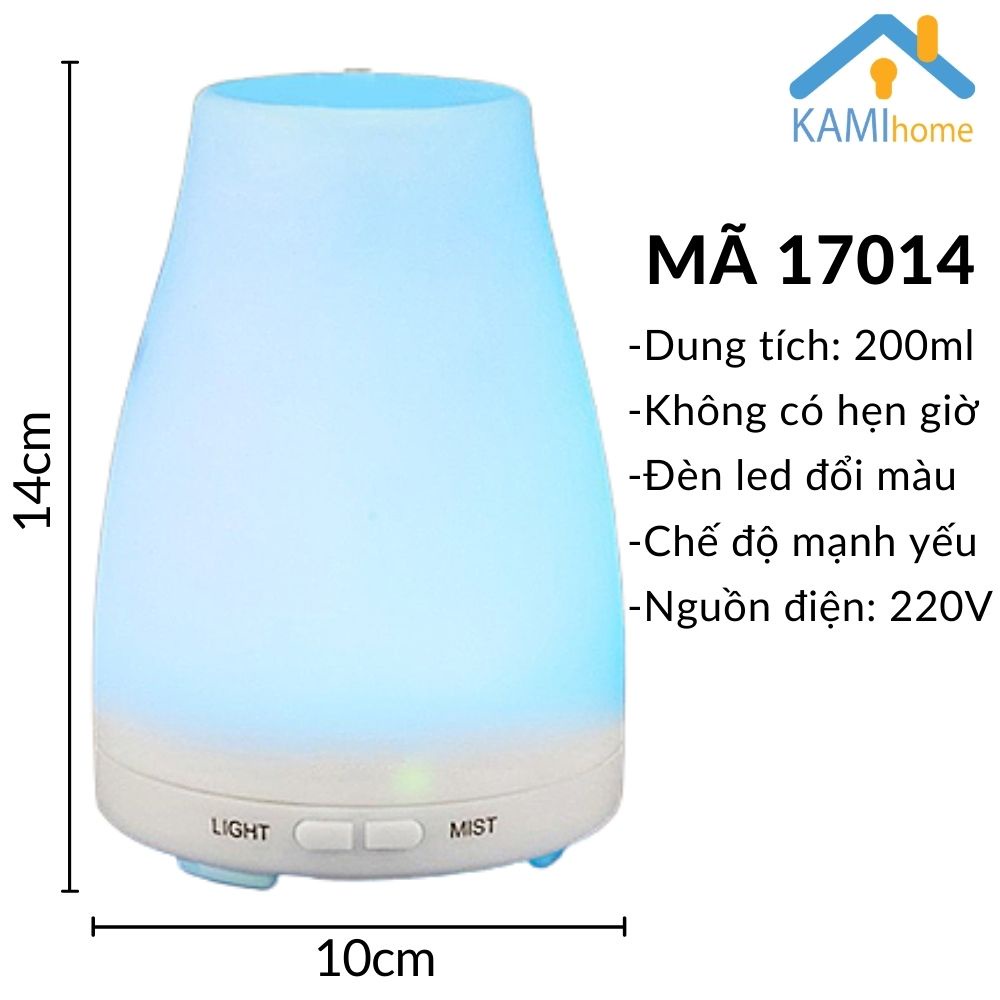 Máy phun sương tạo ẩm khuếch tán tinh dầu dung tích 200ml có đèn led đổi màu Kami17014