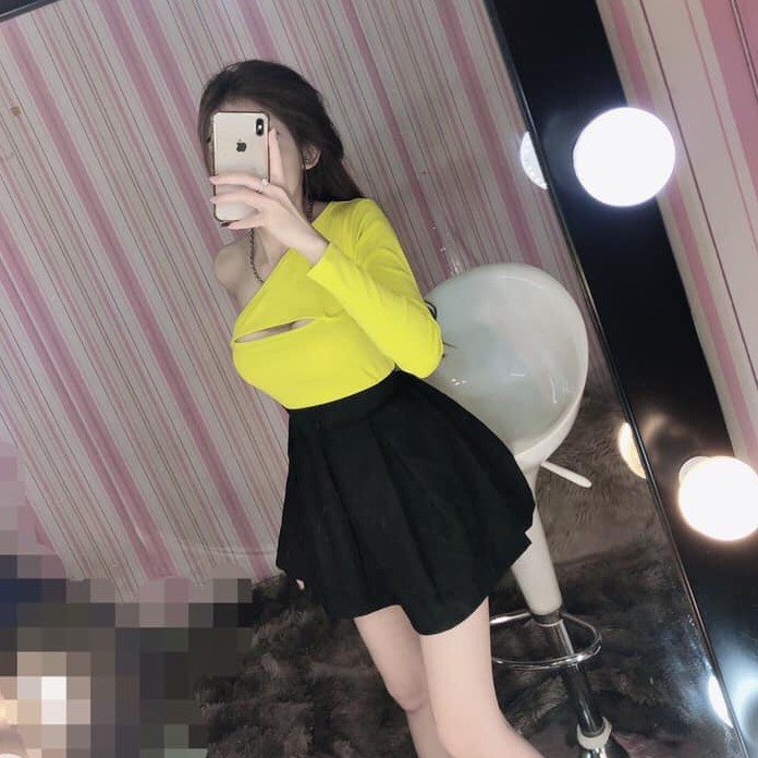 Áo kiểu một tay lệch vai cut out ngực siêu xinh