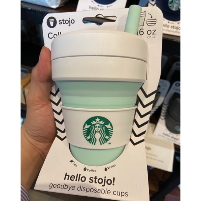 🔥Ly gập gọn🔥Stojo Xanh chính hãng (Starbuck)