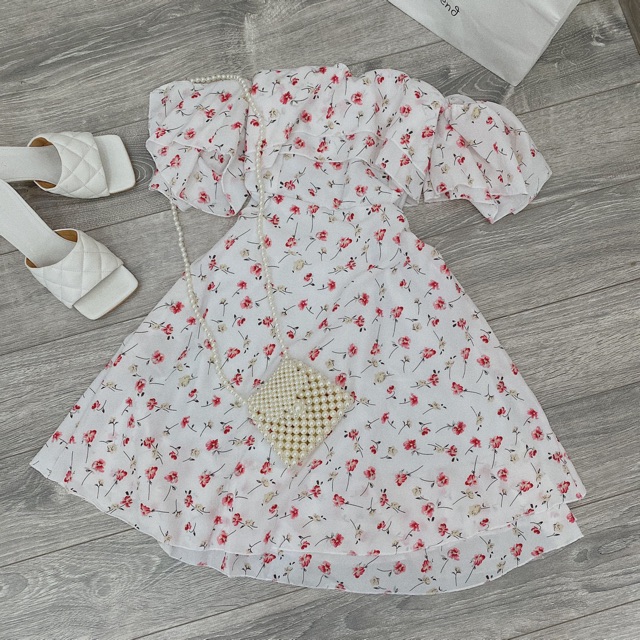 ĐẦM HOA TRỄ VAI 2 MÀU MỚI