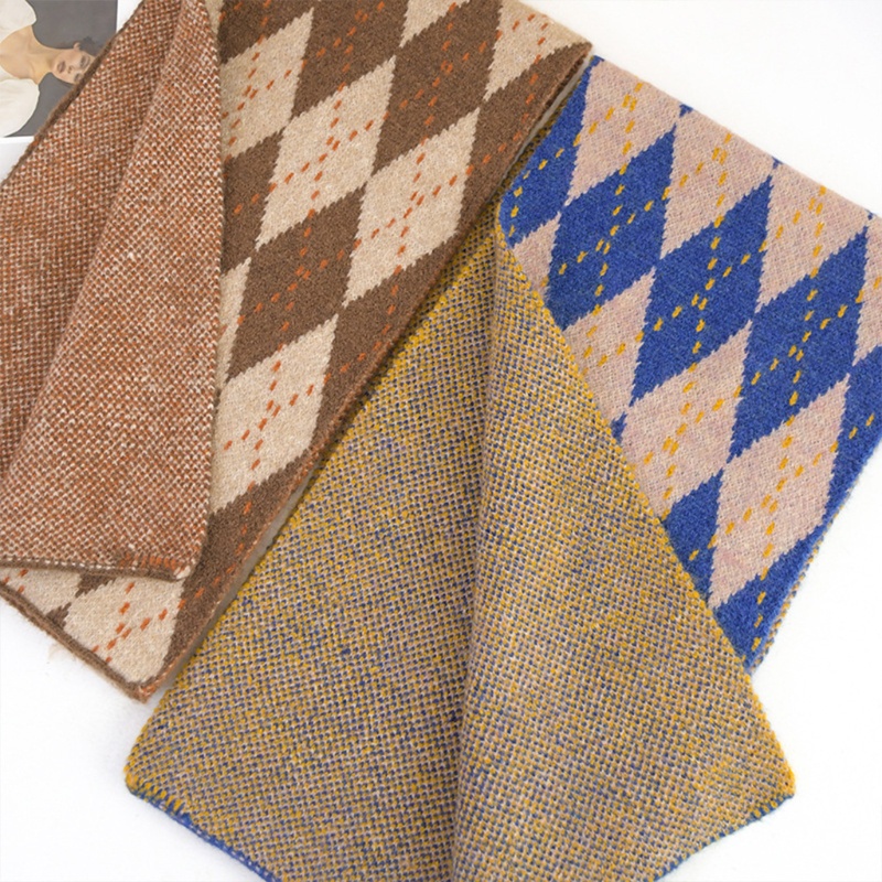 Khăn Choàng Cổ Giữ Ấm Mùa Đông In Họa Tiết Lưới Kim Cương