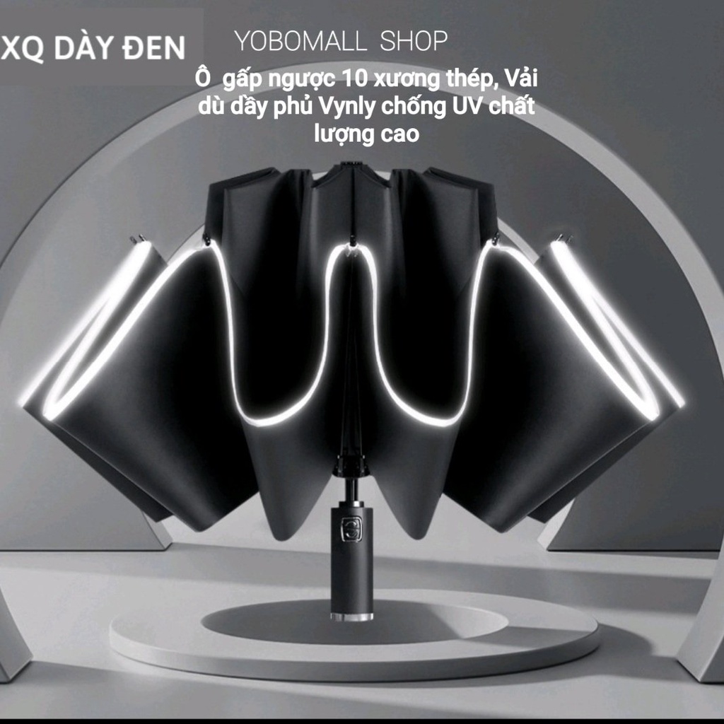 Ô Dù Gấp Ngược Tự Động Phủ Vinyl Chống Tia Cực Tím UV, Ô Đèn Pin Siêu Sáng Làm Quà Tặng Che Nắng Mưa - Yobomall