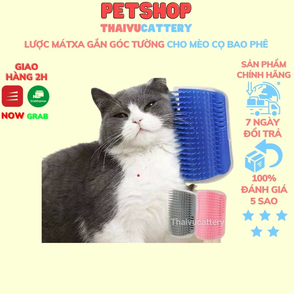 LƯỢC MÁTXA GẮN GÓC TƯỜNG CHO MÈO CỌ BAO PHÊ