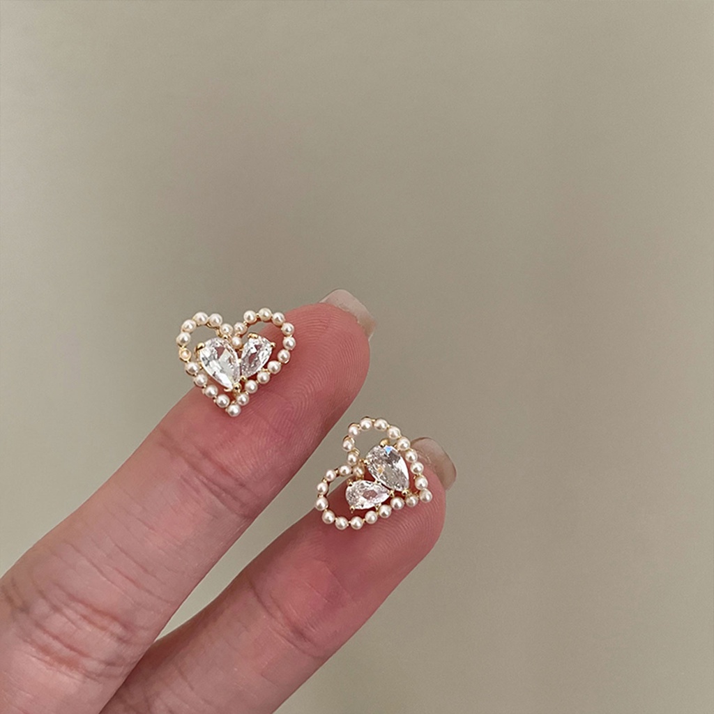 Khuyên Tai Hình Trái Tim Đính Đá Zircon Ngọc Trai Nhân Tạo Phong Cách Mới Thời Trang Cao Cấp 2022 Cho Nữ