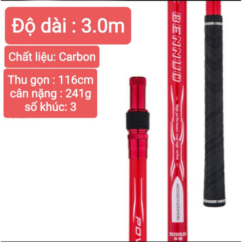 Cán vợt carbon câu cá hãng Bennuo 3m