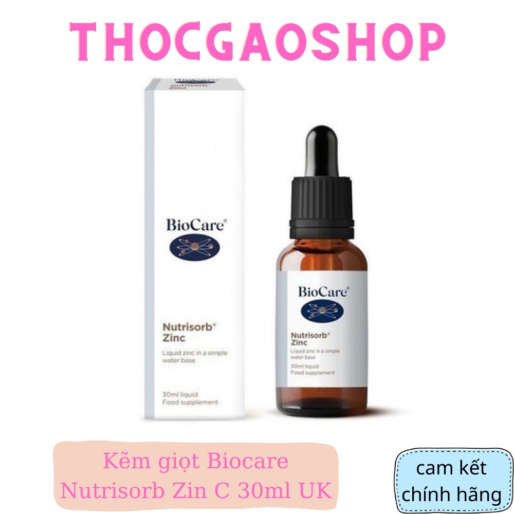 Kẽm giọt Biocare Nutrisorb Zin C 30ml UK giúp bé ăn ngon, hỗ trợ tăng sức đề kháng