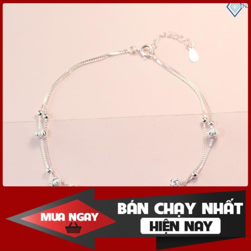 Lắc chân nữ dây kép hình bi bạc đẹp LCN0042 - Trang Sức TNJ