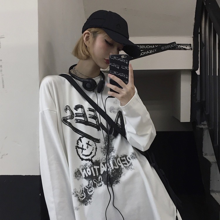 Áo thun tay dài form rộng ACEES NEKO.SG, Áo thun Streetwear Ulzzang SWT42