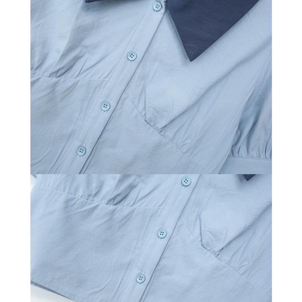 Áo lửng cotton tay ngắn phong cách Pháp cổ điển thời trang dành cho nữ