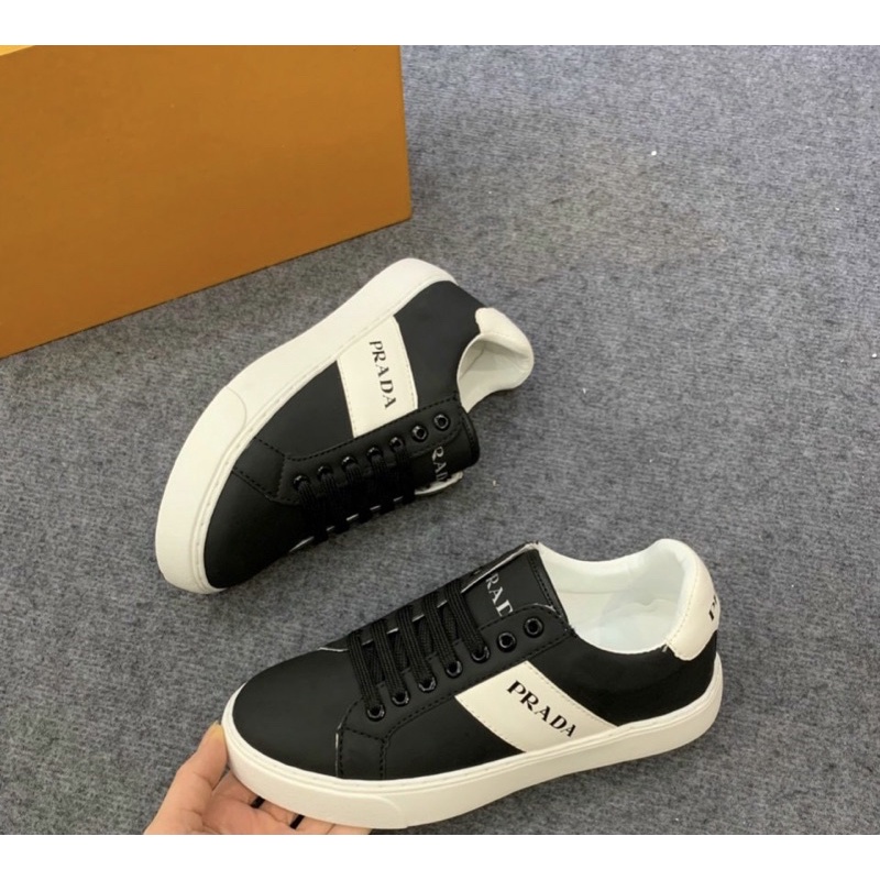 Giầy thời trang buộc dây có hoạ tiết in chữ, Giầy thể thao da mềm đế cao su phong cách giới trẻ btshop từ 38 đến 42