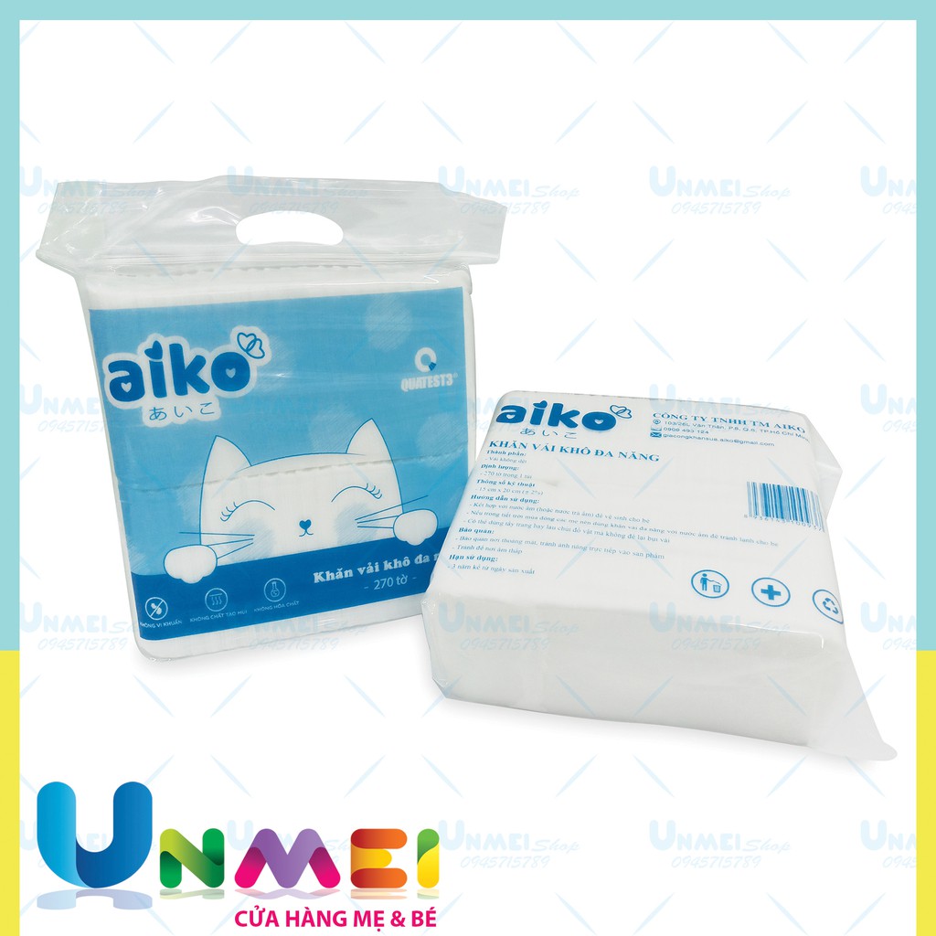 Khăn vải khô đa năng AIKO - Gói 270 tờ