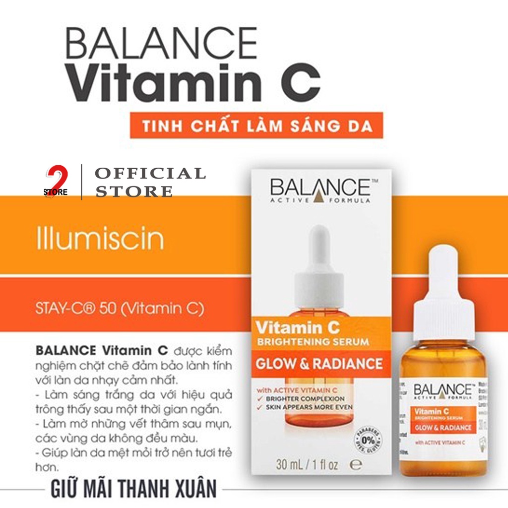 Serum Balance🍀Serum dưỡng trắng, sáng da mờ thâm Vitamin C Balance 30ml