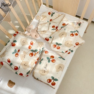 Bé bé - set bộ chăn, gối đầu, gối chặn, chăn ủ họa tiết cherry gấu cho bé