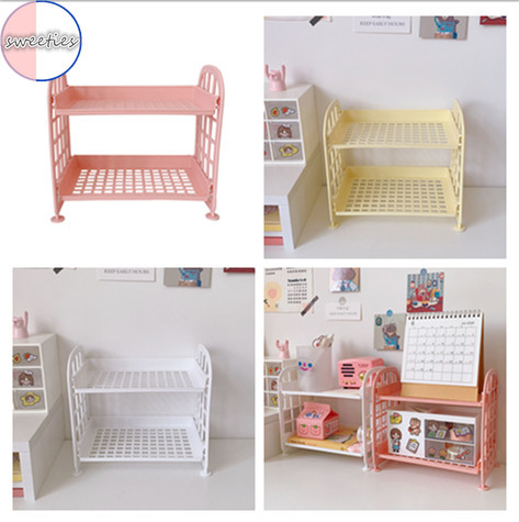 【sweet】home Bathroom Double-layer Foldable Storage Organizer Rack Cosmetics Jewelry Storage Holder