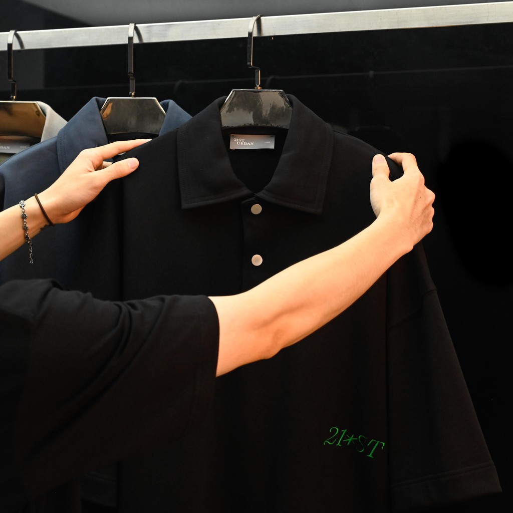 Áo polo Unisex Ngắn tay 21ST URBAN Black Raydium Polo