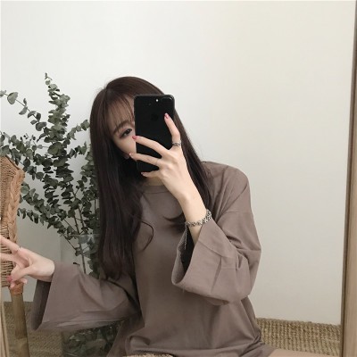 (Sẵn) áo thun tay dài ulzzang áo thu đông áo phông trơn dài tay mỏng form rộng tay rộng free size | BigBuy360 - bigbuy360.vn
