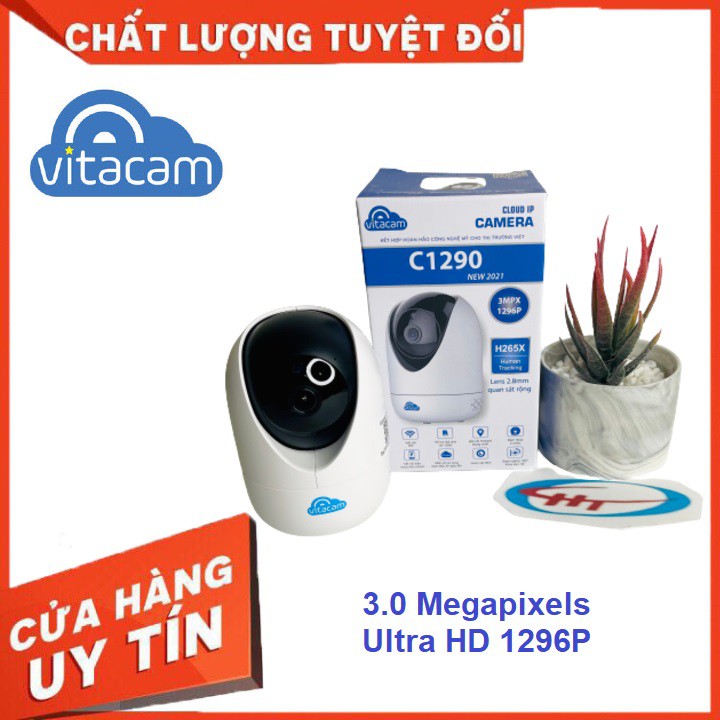 Camera IP Wifi Vitacam C1290 (New 2021) 3.0Mp Ultra HD, Quan Sát Ban Đêm Xoay 360 Độ