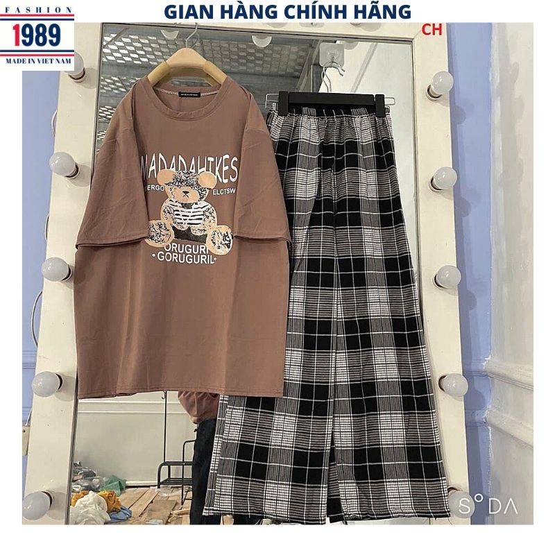 Áo thun unisex tay lỡ form rộng ,in hình gấu nâu áo phông nam nữ form rộng chất cotton mát mịn thấm hút mồ hôi -HER_1989