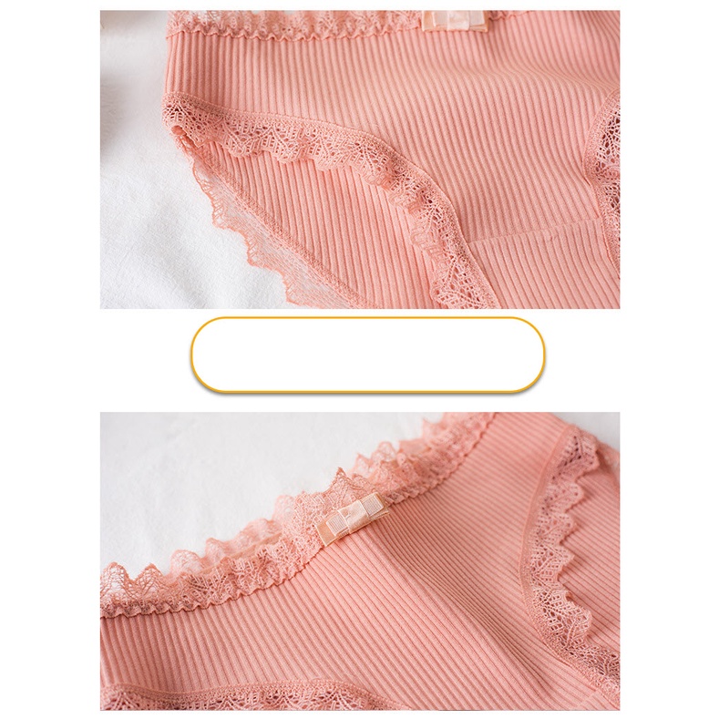 Quần lót nữ cotton tăm cao cấp thoáng khí co giãn viền ren kháng khuẩn 99- HaSong