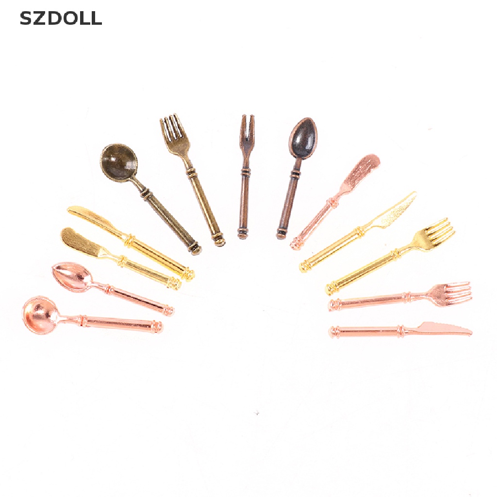 Bộ 9 mô hình dụng cụ ăn phong cách vintage trang trí nhà búp bê cho trẻ em vui chơi