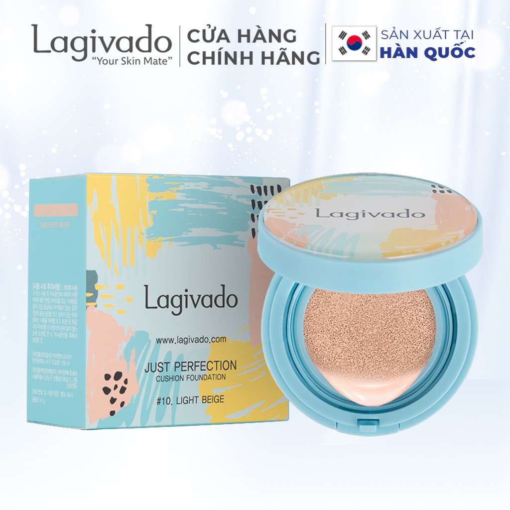 Phấn nước che khuyết điểm Hàn Quốc Lagivado kiềm dầu, che phủ hoàn hảo Perfection Cushion –Tone trắng sáng ,14g