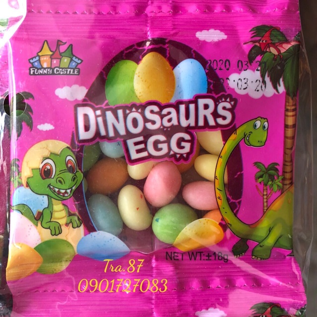 Sỉ bịch 30 gói kẹo hình trứng khủng long sắc màu