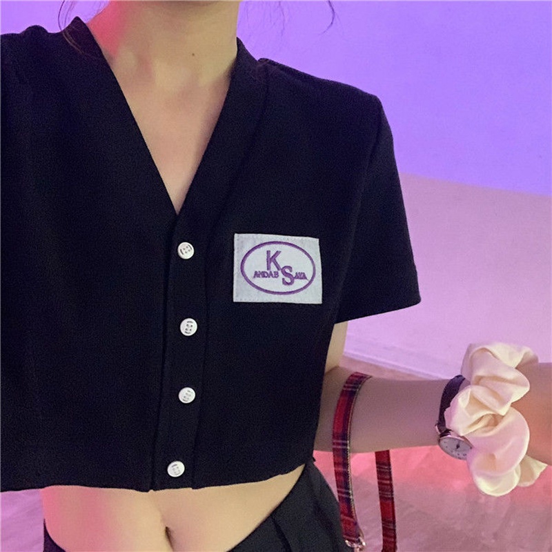 Áo thun tay ngắn chất liệu vải mát dệt kim màu đơn sắc kiểu mùa hè cho nữ