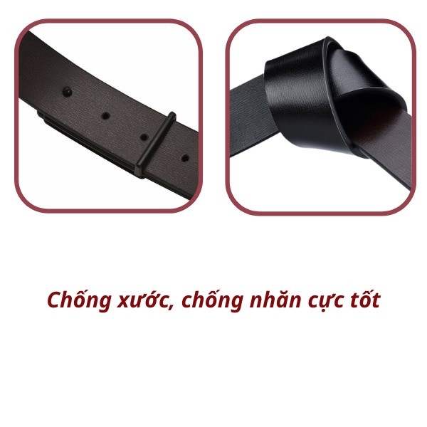 Thắt lưng nam da cao cấp siêu bền, dây nịt khóa đinh tiện dụng phong cách sang trọng