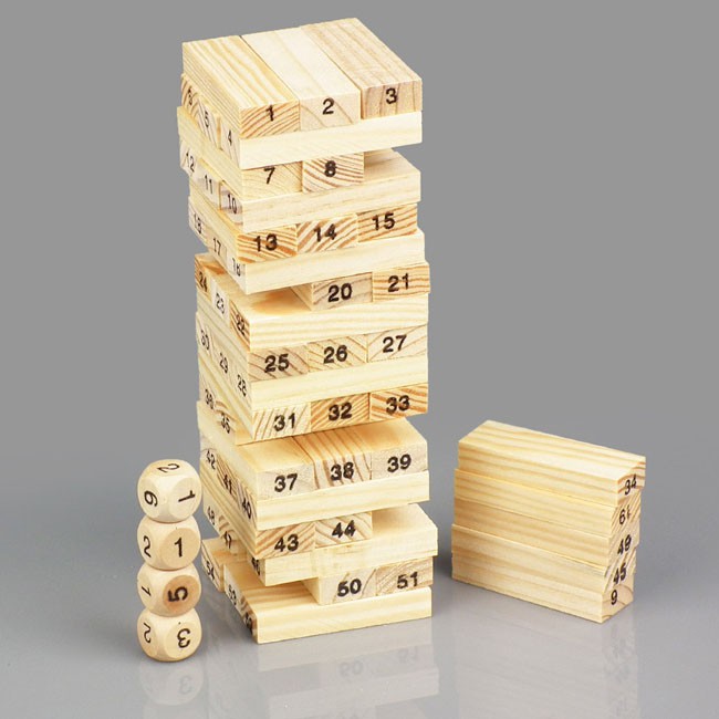 0135- Bộ đồ chơi rút gỗ 54 thanh loại lớn