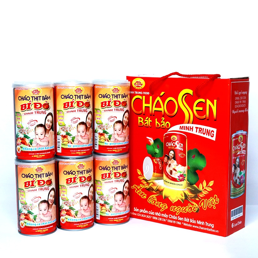 Cháo Thịt Băm Bí Đỏ Minh Trung lốc 6 lon - CTBBD 6
