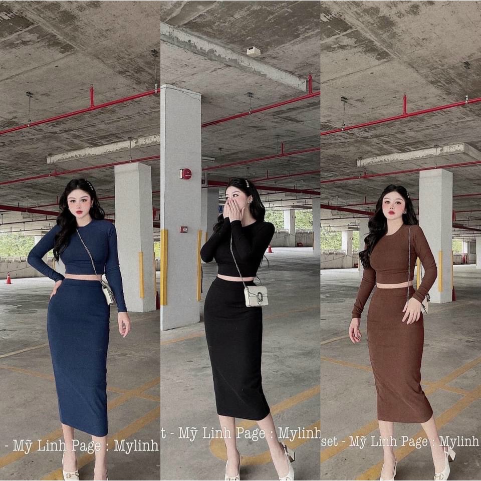 Set áo chân váy body siêu tôn dáng - Hàng L1