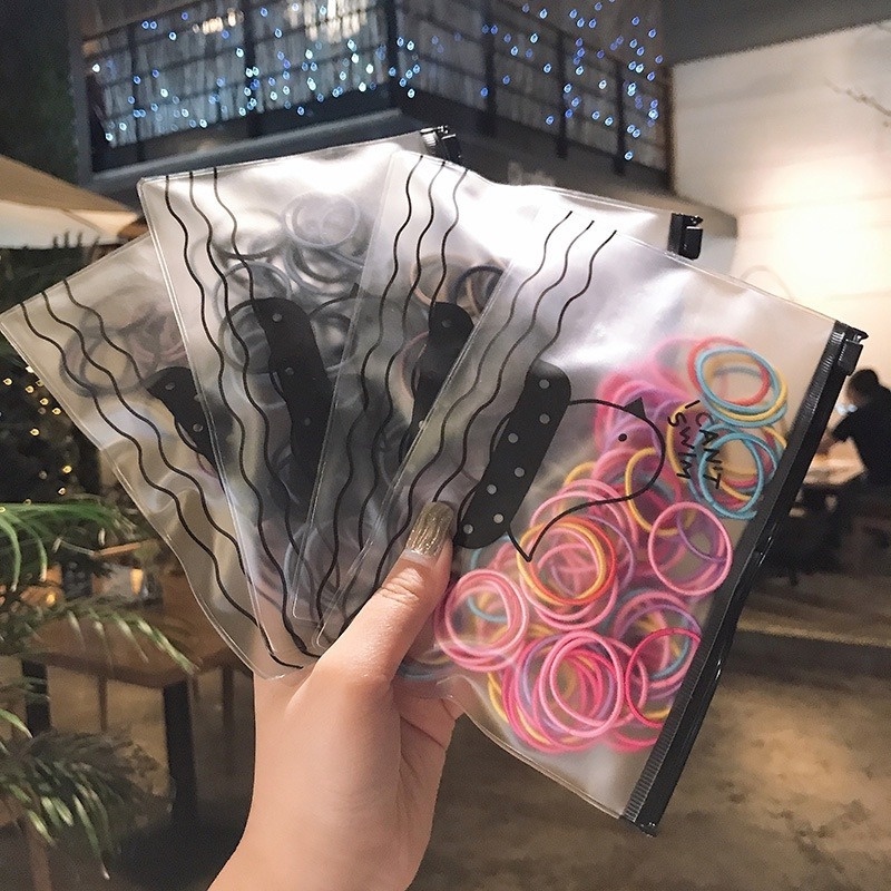 Set 100 Dây Buộc Tóc Co Giãn Nhiều Màu Sắc Phong Cách Hàn Quốc Cho Nữ