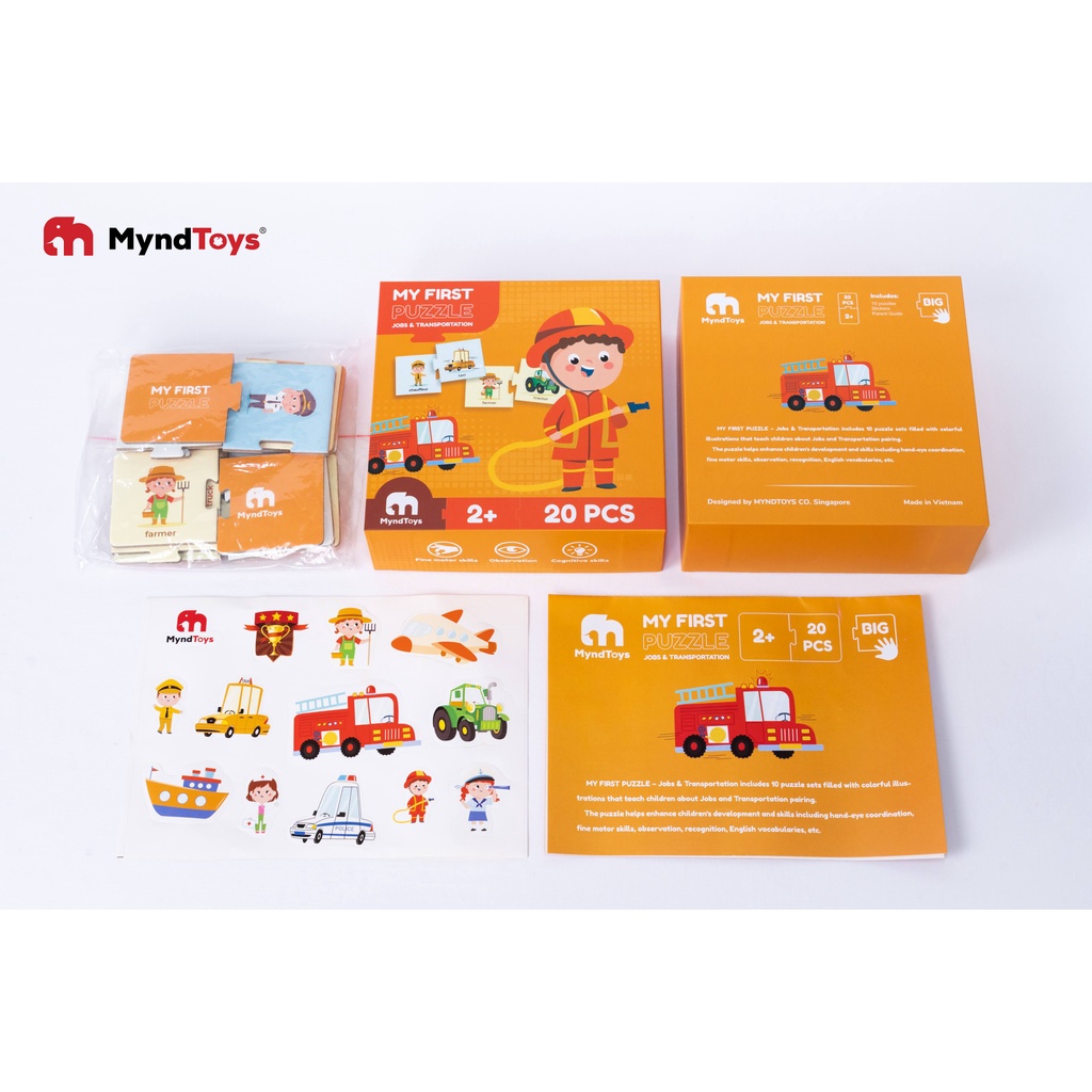 Đồ Chơi Xếp Hình MyndToys My First Puzzle - Jobs &amp; Transportation (Chủ Đề Nghề Nghiệp) Cho Bé Trên 2 Tuổi