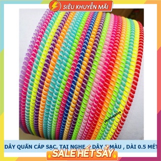 Dây quấn tai nghe quấn cáp sạc điện thoại nhiều màu