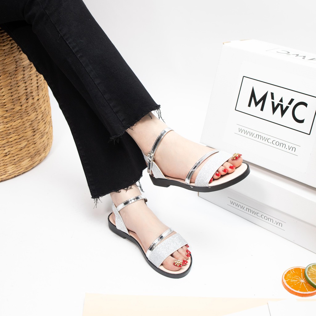 Giày sandal nữ quai kim tuyến cách điệu MWC NUSD- 2664