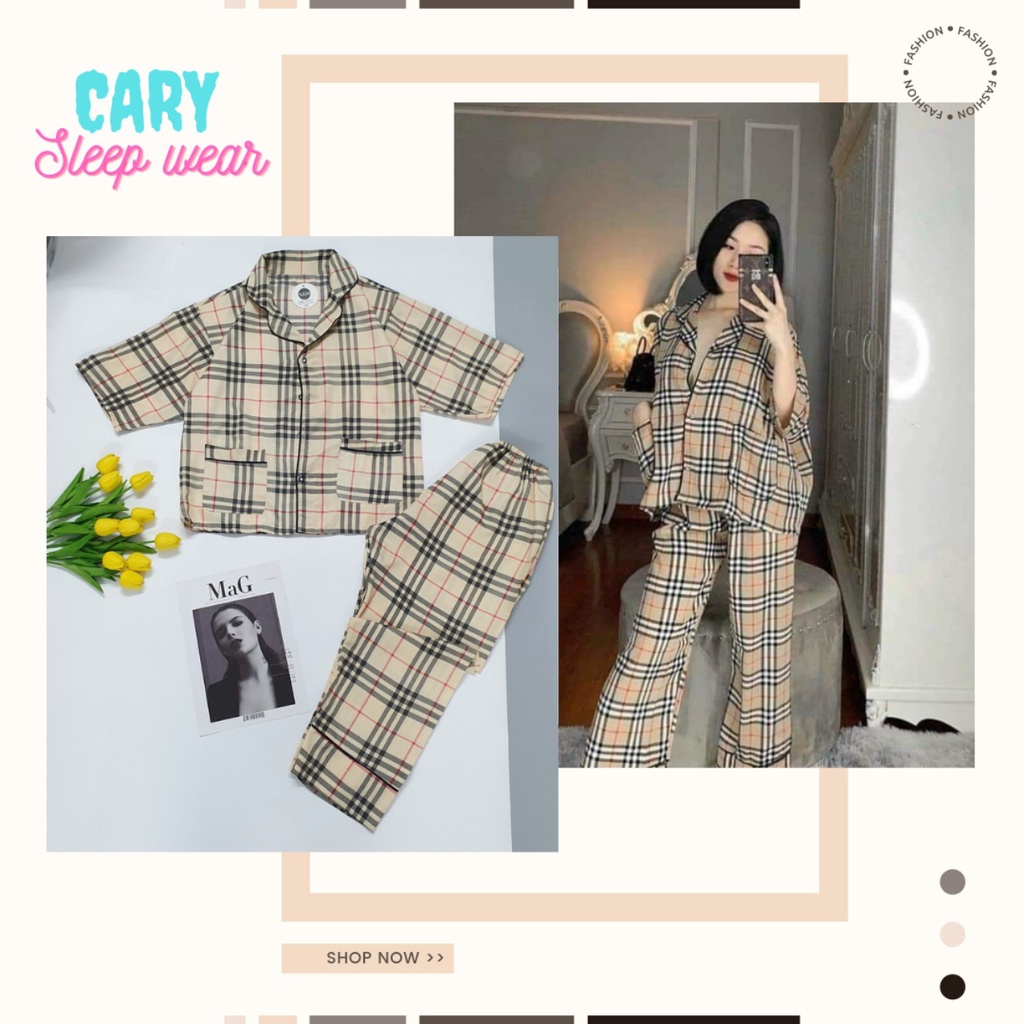 Đồ bộ mặc nhà CARY,bộ pijama bò sữa tay dơi form rộng hot trend