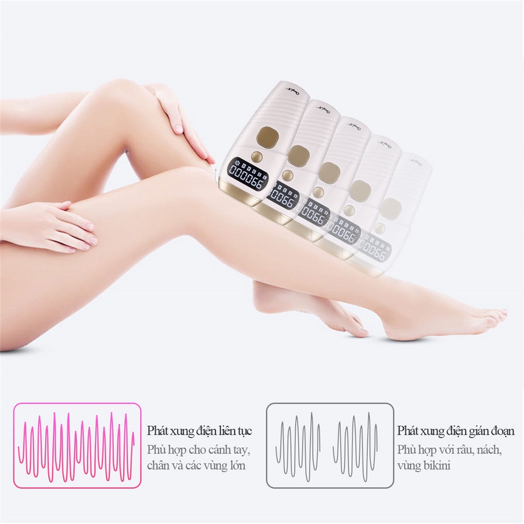 Máy triệt lông vĩnh viễn IPL không đau 990000 xung điện với 5 mức năng lượng hiệu quả tốt tẩy lông bikini, chân, nách