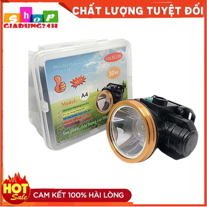 Đèn pin đội đầu A4 30w chiếu xa siêu sáng- kèm sạc và dây đeo-Giadung24h