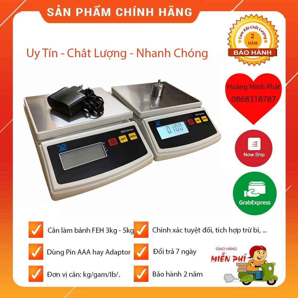 [ Hàng Chất Lượng ] Cân Điện Tử Nhà Bếp 1kg 3kg 5kg FEH Siêu bền Chính Xác Cao dùng cho gia đình nhà hàng