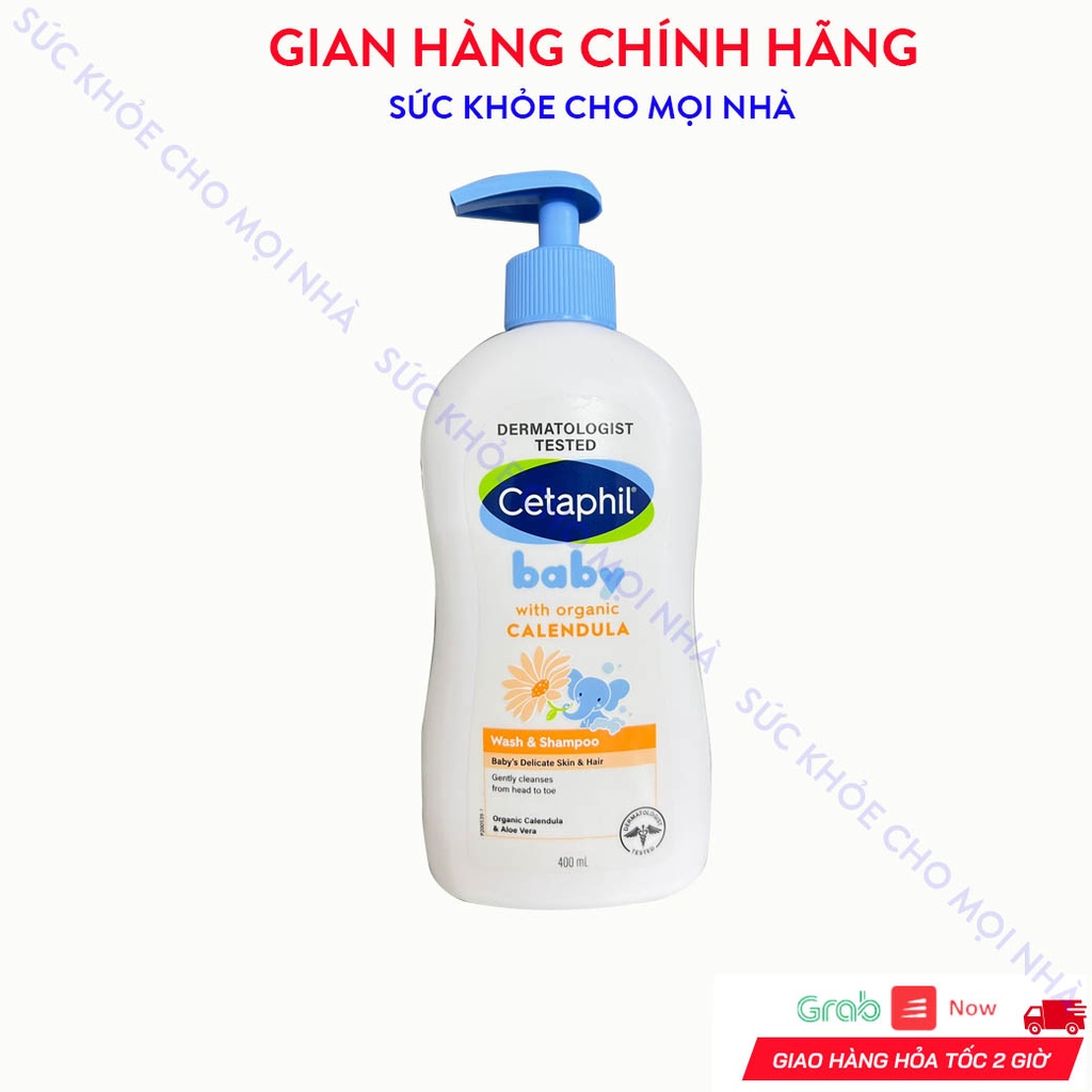 Sữa tắm gội hoa cúc Cetaphil cho em bé với dưỡng chất hữu cơ Calendula giúp da khỏe và tóc mềm mại 400ML