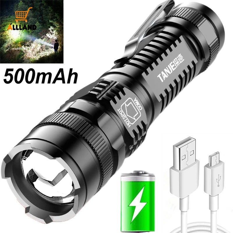 Đèn Pin Led Mini Siêu Sáng Sạc USB Chống Nước Dùng Ngoài Trời