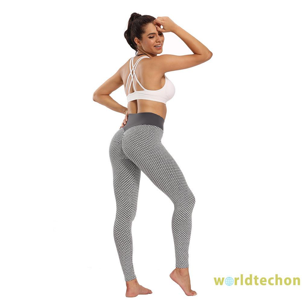 READY STOCK Women Yoga Pants Elastic High Waist Sports Gym Fitness Push Up Leggings